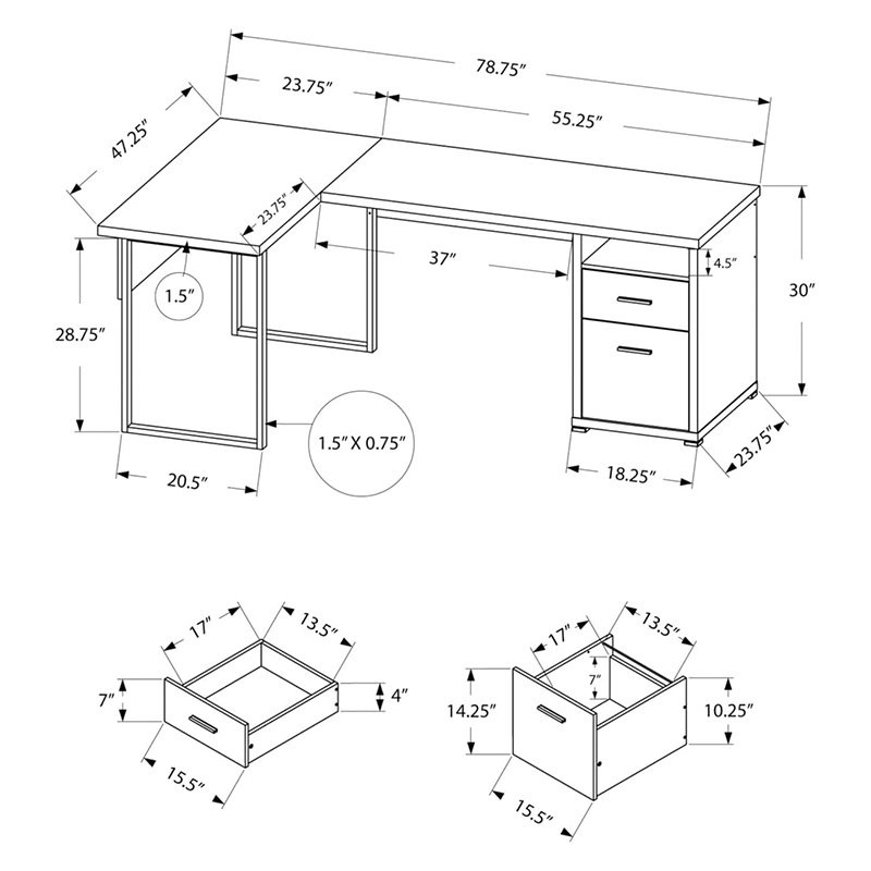 Computer Desk Home Office Corner Left Right Set-up Storage Drawers-5
