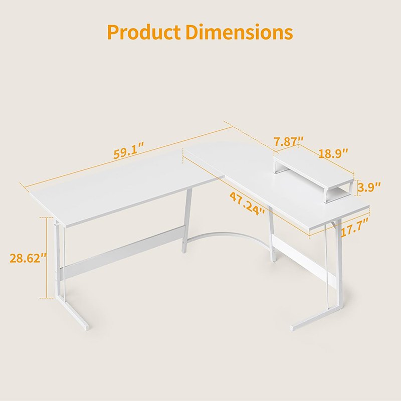 L Shaped Gaming Desk Computer Office Desk 47 inch Corner Desk-4