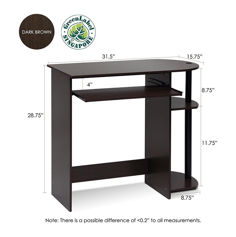 Simplistic Easy Assembly Computer Desk With Keyboard Tray-4