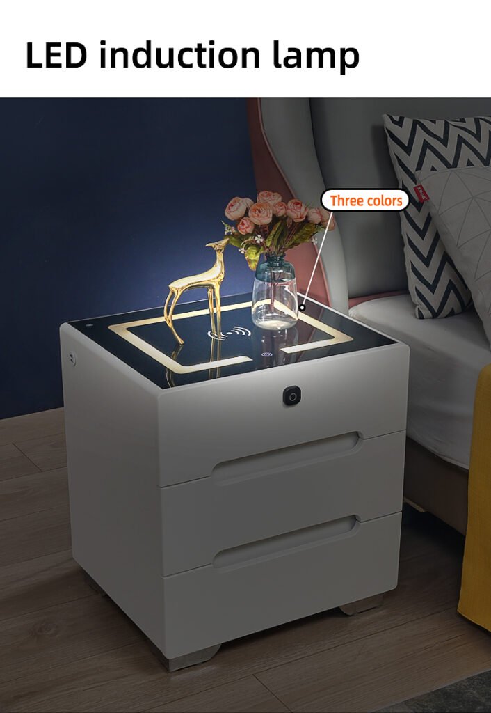 Smart Nightstands Wireless Charging Table Bedside Cabinet-6