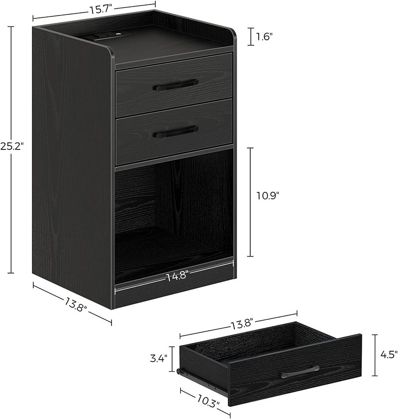 Wood nightstand wooden bedside table-7