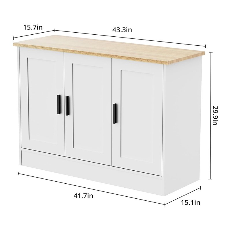 3 Doors Buffet Cabinet Coffee Bar Cabinet with Adjustable Shelf-6