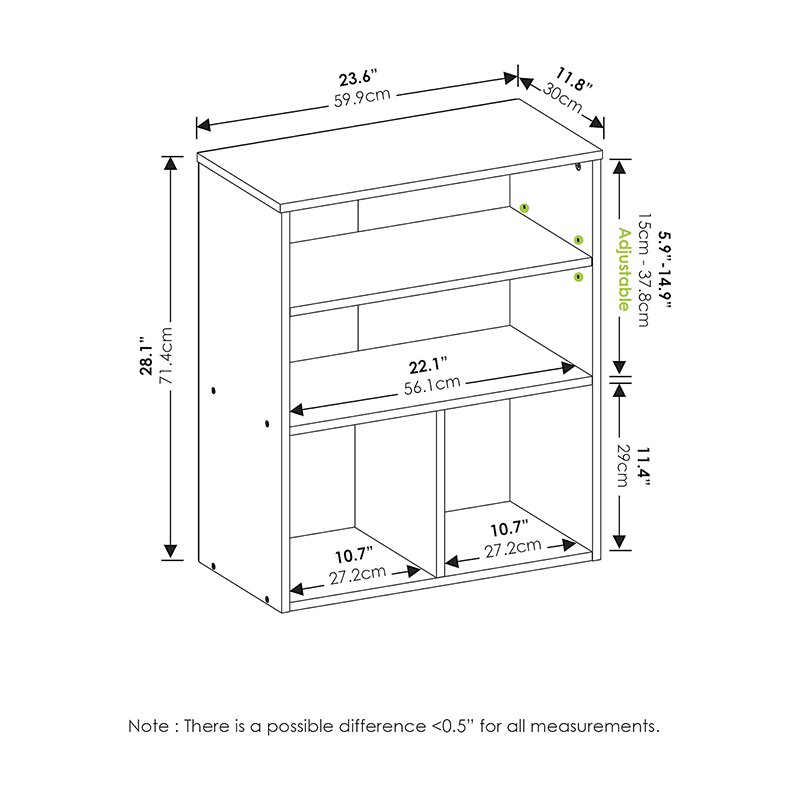 3 Tier Wood Display Bookcase-4