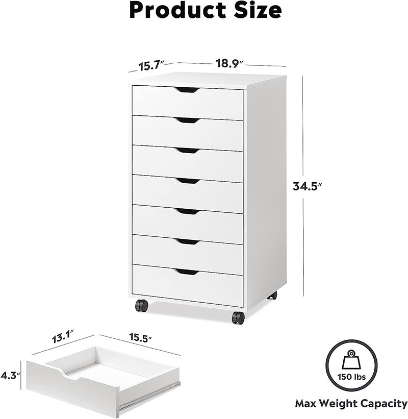 7-Drawer wooden chest of drawers storage cabinet with Removable Wheels-9