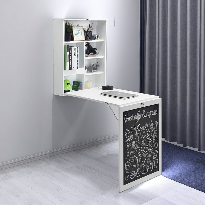 Folding Wall Desk Hideaway Desk Wall Mount with Chalkboard-2