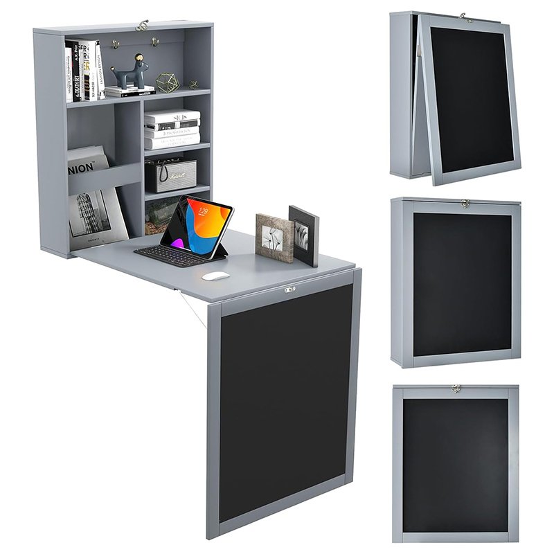 Folding Wall Desk Hideaway Desk Wall Mount with Chalkboard-6