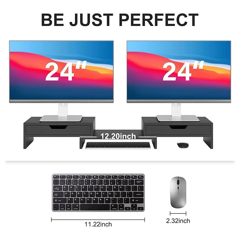Monitor Stand 2 Tiers Monitor Stands Riser Wood Laptop Computer Monitor Riser-5