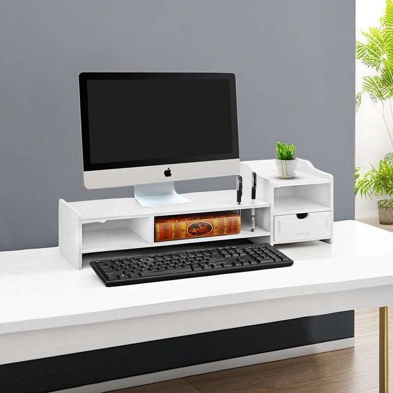 Monitor Stand Riser Computer Laptop Riser Shelf with Organizer Drawer