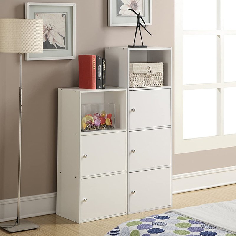Movable file cabinet with door Minimalist bedside bookshelf-3