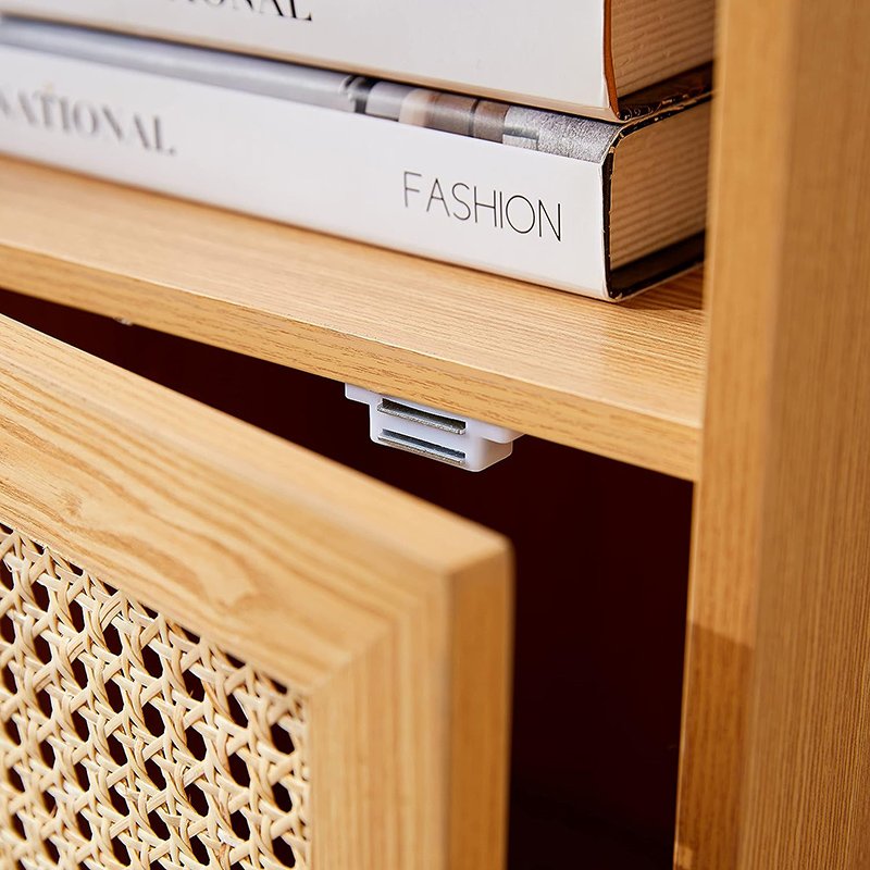 Nightstands Rattan Nightstand with Charging Station-5