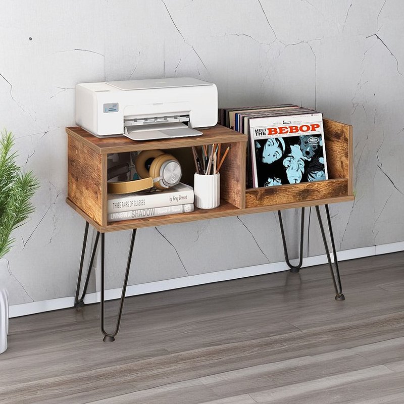 Vinyl Record Player Stand Turntable Stand Media Audio Video Turntables Stand End Table-2