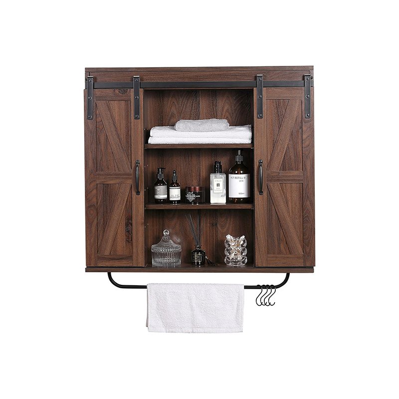 Wood Wall Storage Cabinet with Two Sliding Barn Door-4