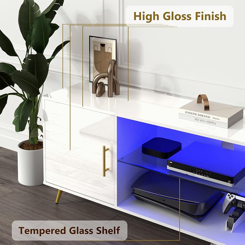 Wooden High Gloss LED TV Stand tv unit cabinet-9