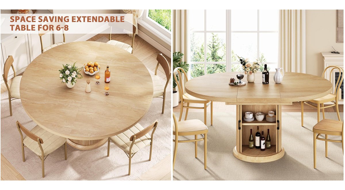 Adjustable Size Round Dining Table