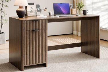 Office desks and storage cabinets providing workspace efficiency and organized storage for professional environments.
