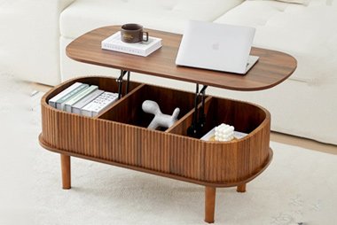 Functional coffee tables for drinks, books, or decorative items, providing a practical surface while enhancing the living room layout.