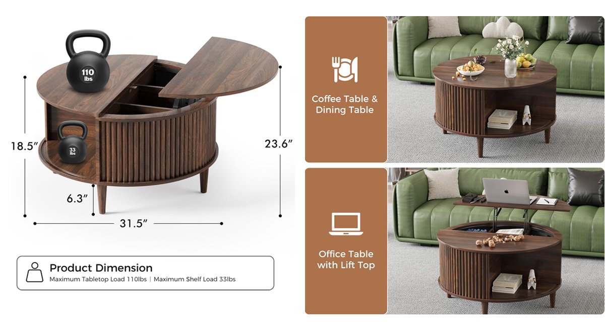 Round Coffee Table with Storage
