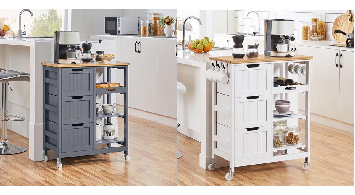 Kitchen Island Cart with 3 Drawers