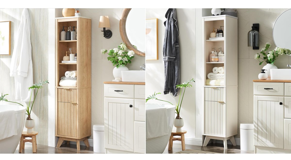 Tall Bathroom Narrow Storage Cabinet with Adjustable Shelf
