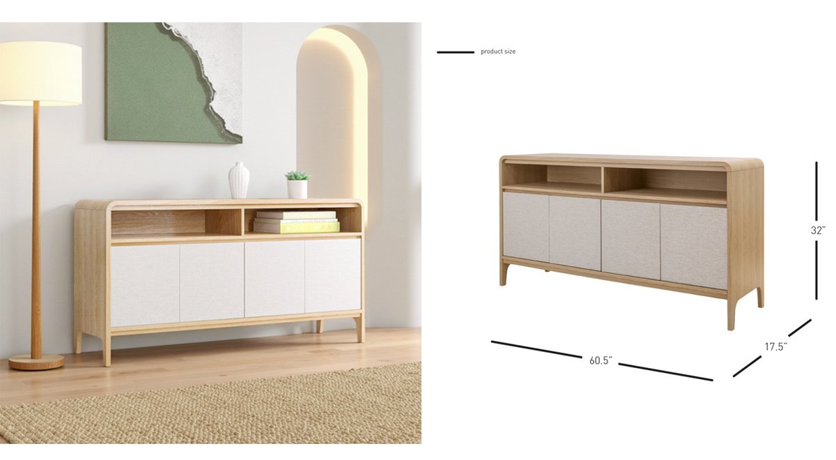 Console Table Hallway Table with Curved Edge Open Shelf