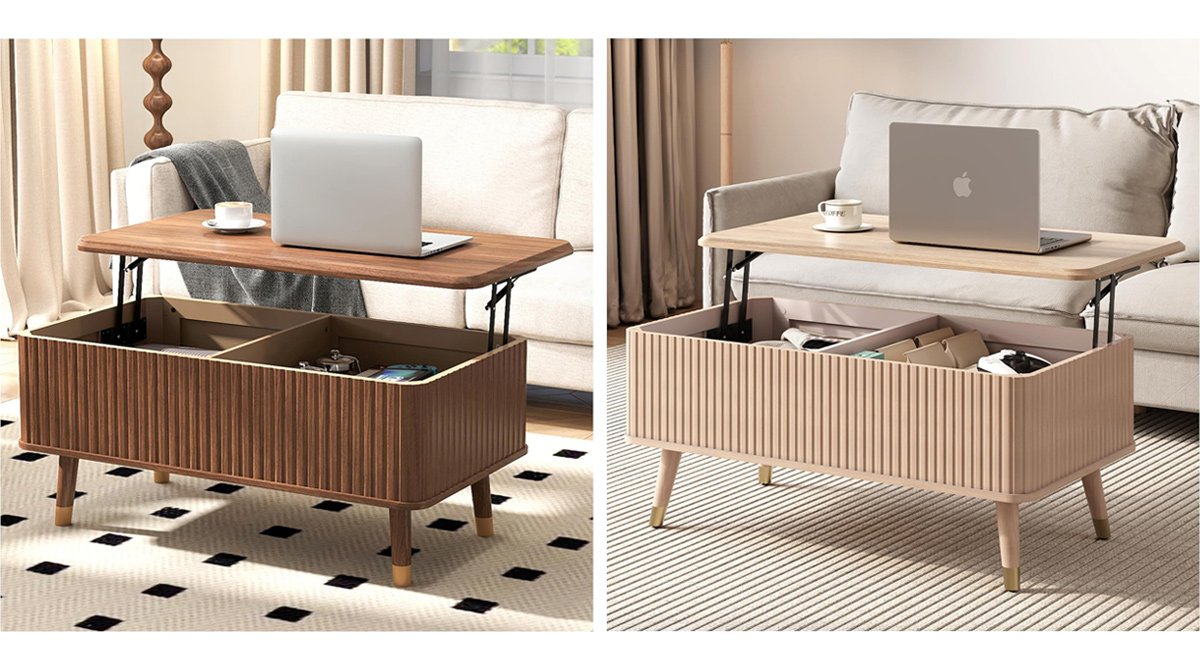 Lift Top Coffee Table with Storage Shelf