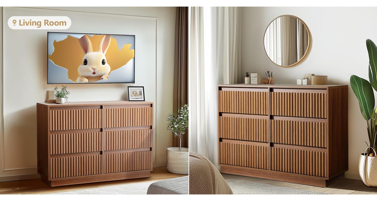 Modern 6 Drawer Dresser for Bedroom