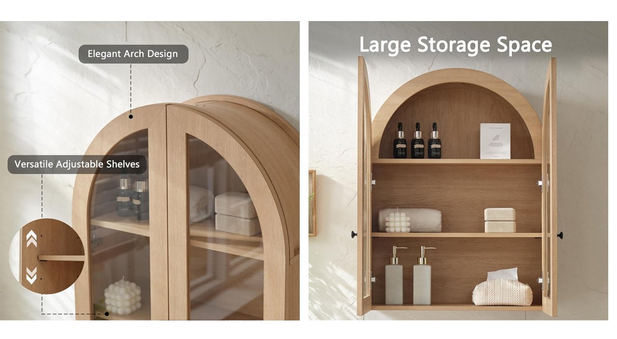 Bathroom Arched Wall Cabinet Over The Toilet Storage Cabinet
