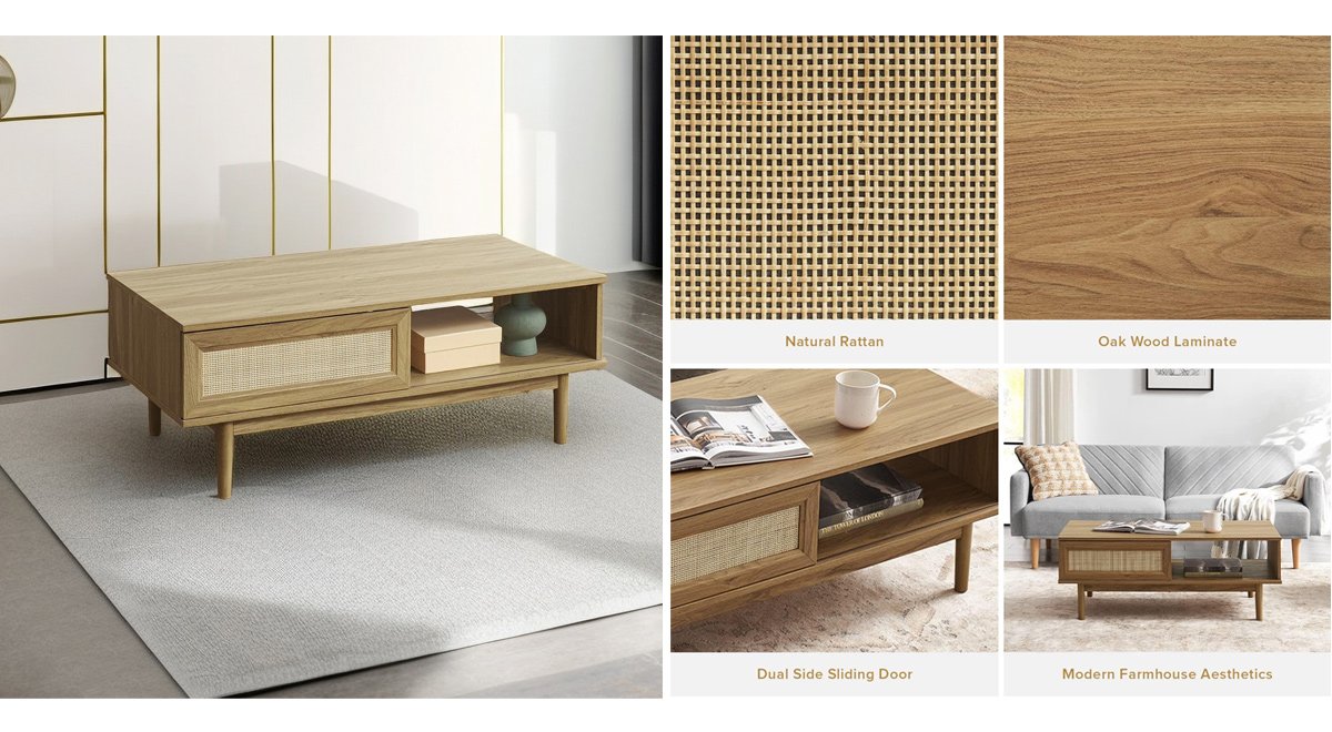 Rattan Coffee Table with Storage