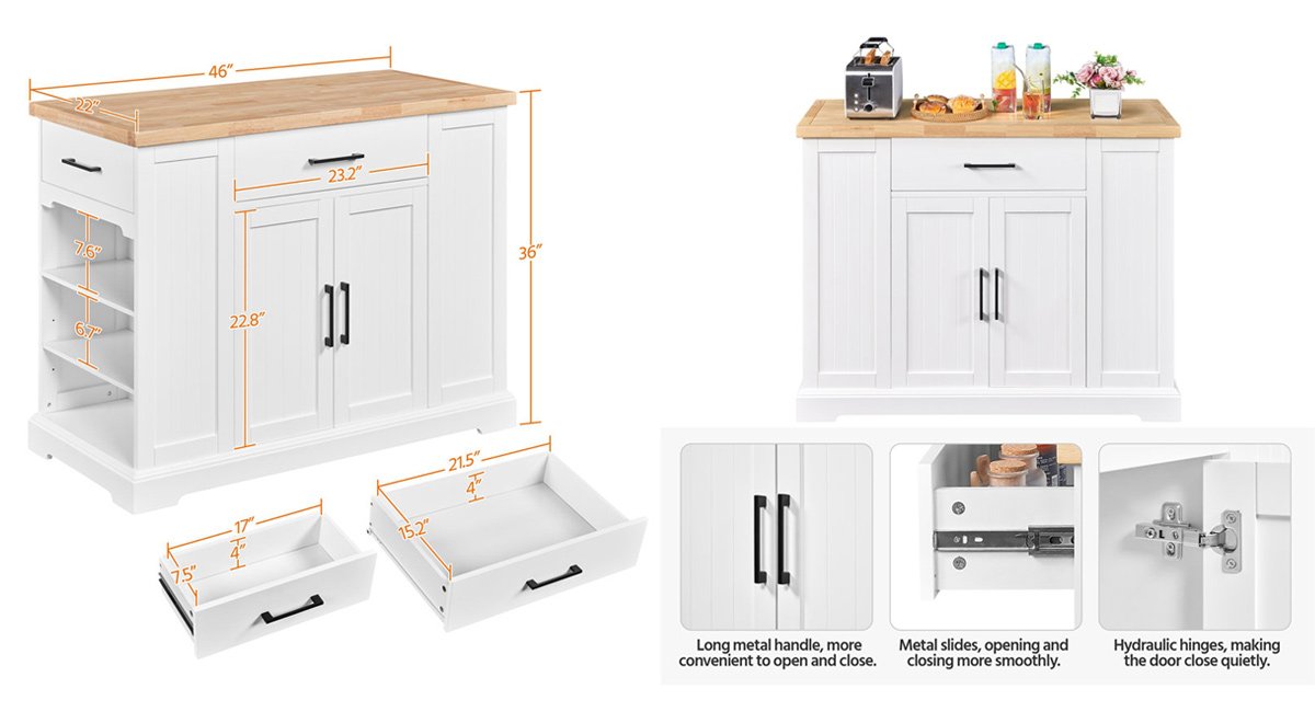 Solid Wood Top Kitchen Island