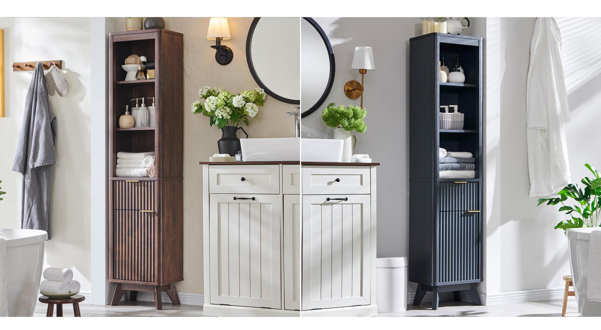 Tall Bathroom Narrow Storage Cabinet with Adjustable Shelf