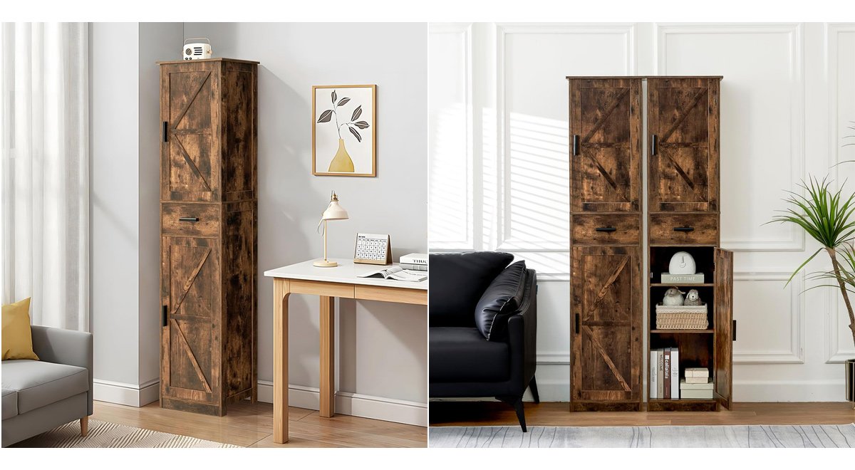 Storage Cabinet with 6 Shelves & Drawer