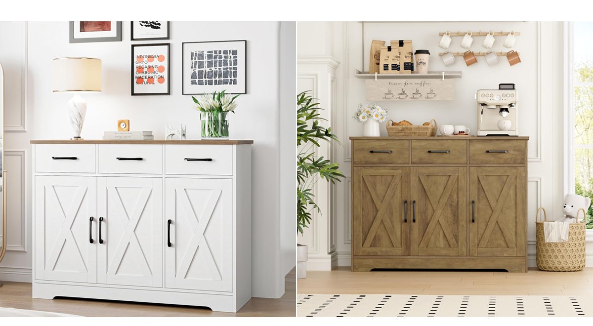 Modern Farmhouse Sideboard Buffet Cabinet