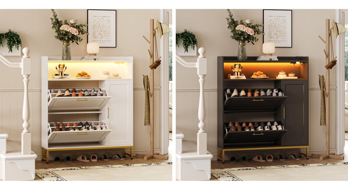 Shoe Storage Cabinet with 2 Flip Drawers