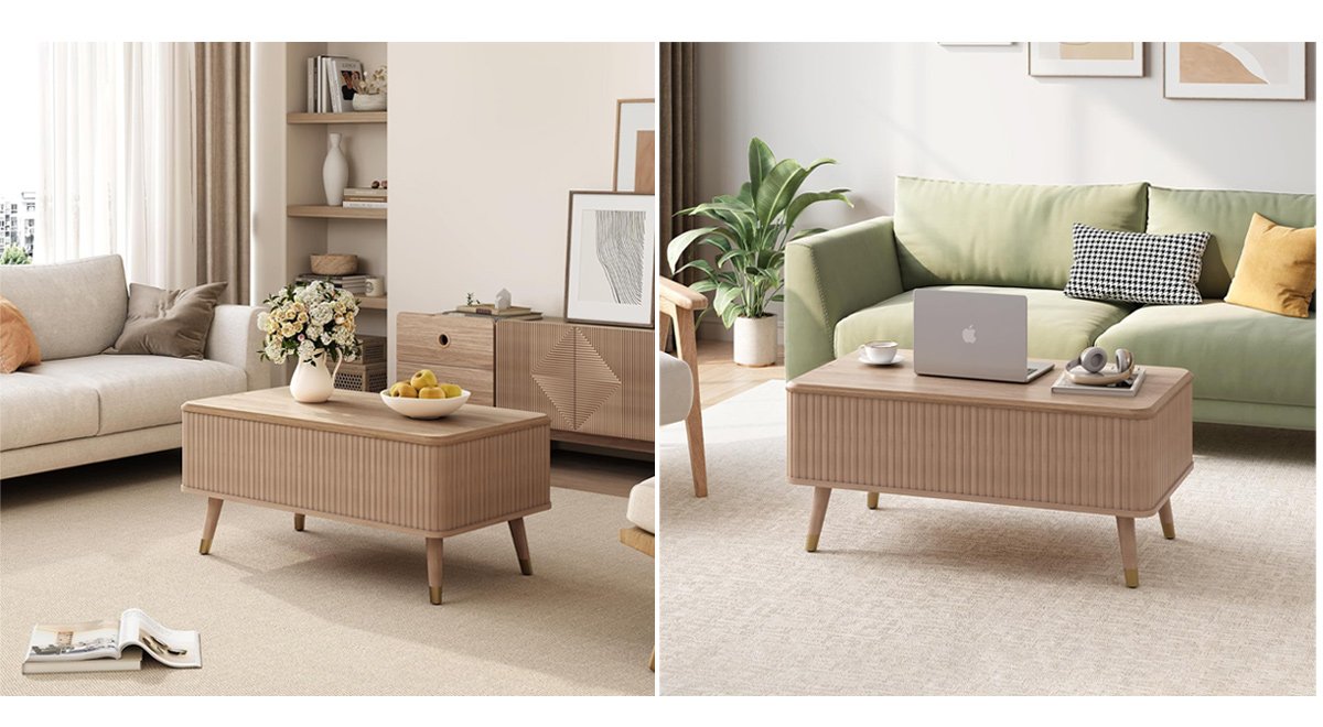 Lift Top Coffee Table with Storage Shelf