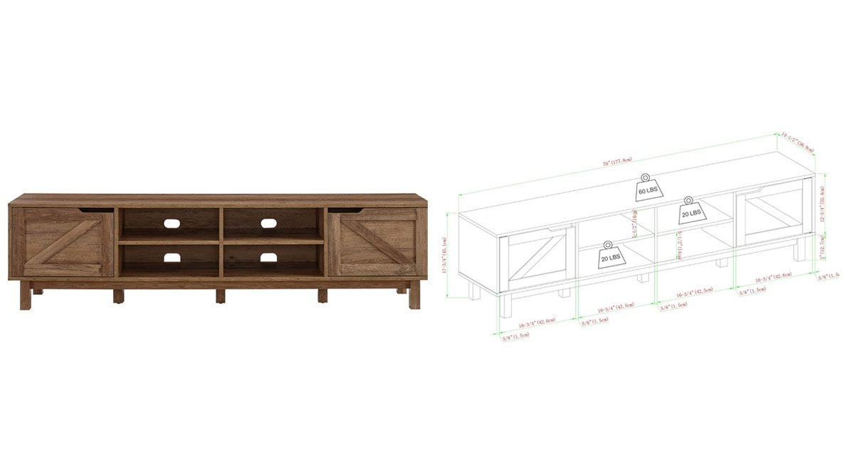 Barn-Door Low Stand for TVs up to 70 Inches