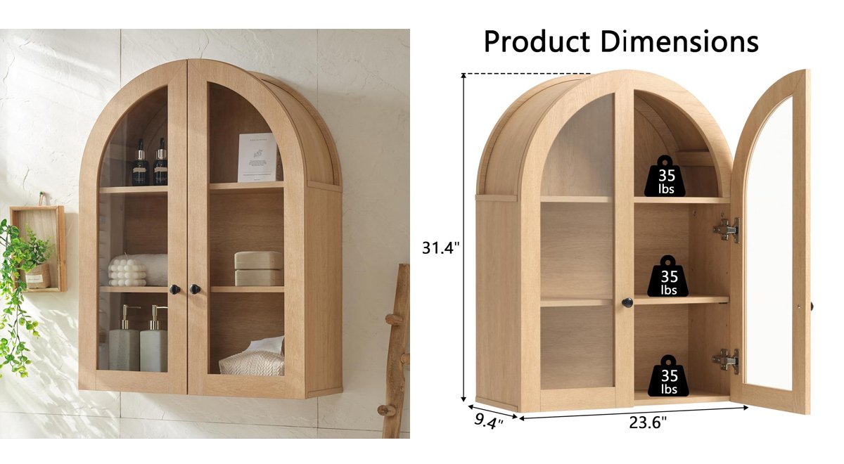 Bathroom Arched Wall Cabinet Over The Toilet Storage Cabinet