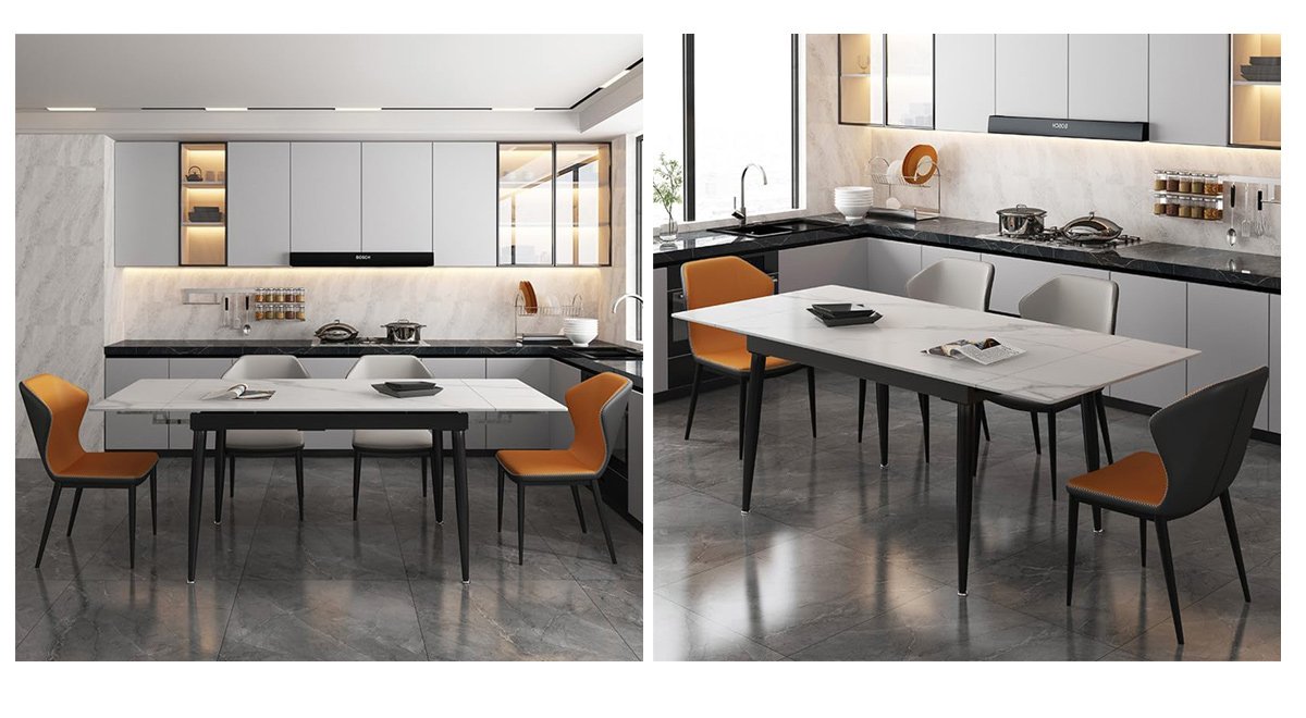 Retractable Rock Plate Dining Table