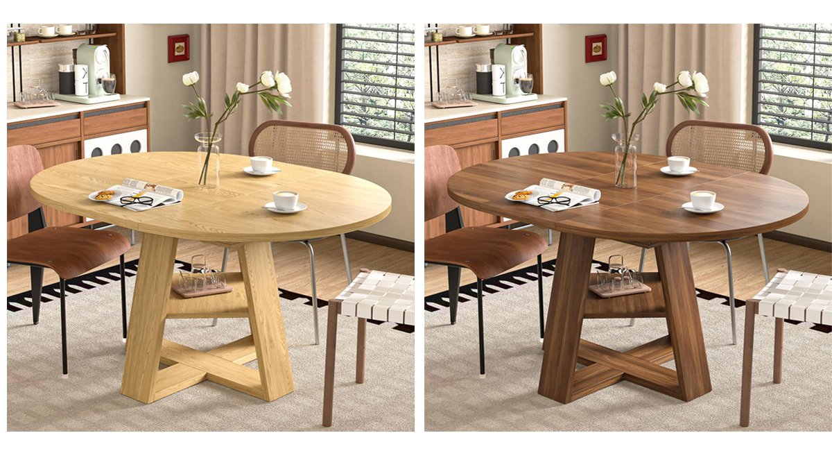 Extendable Round Dining Table for 4-8