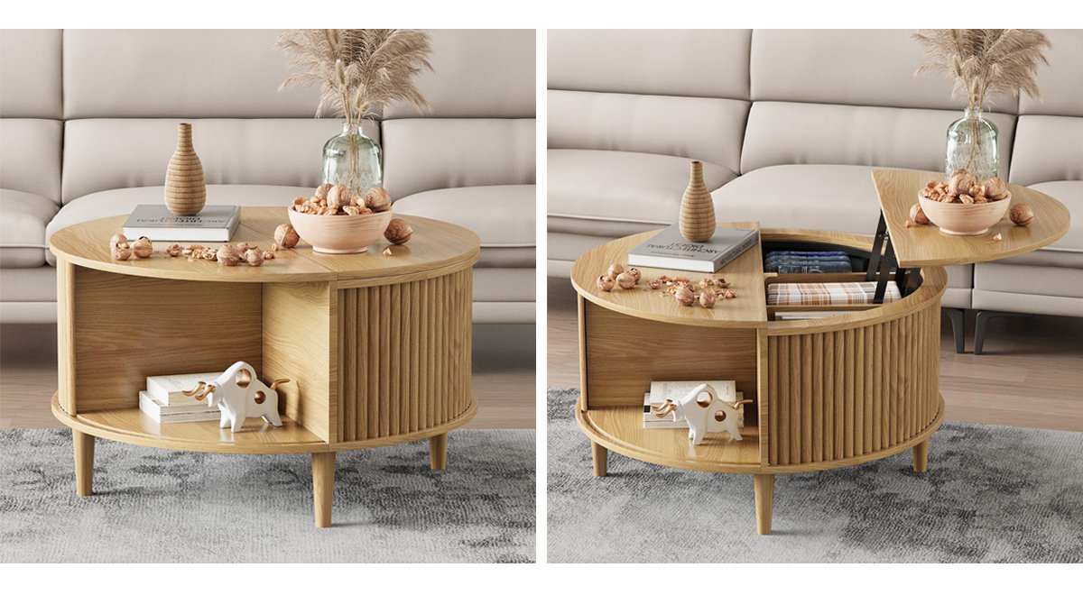 Round Coffee Table with Storage