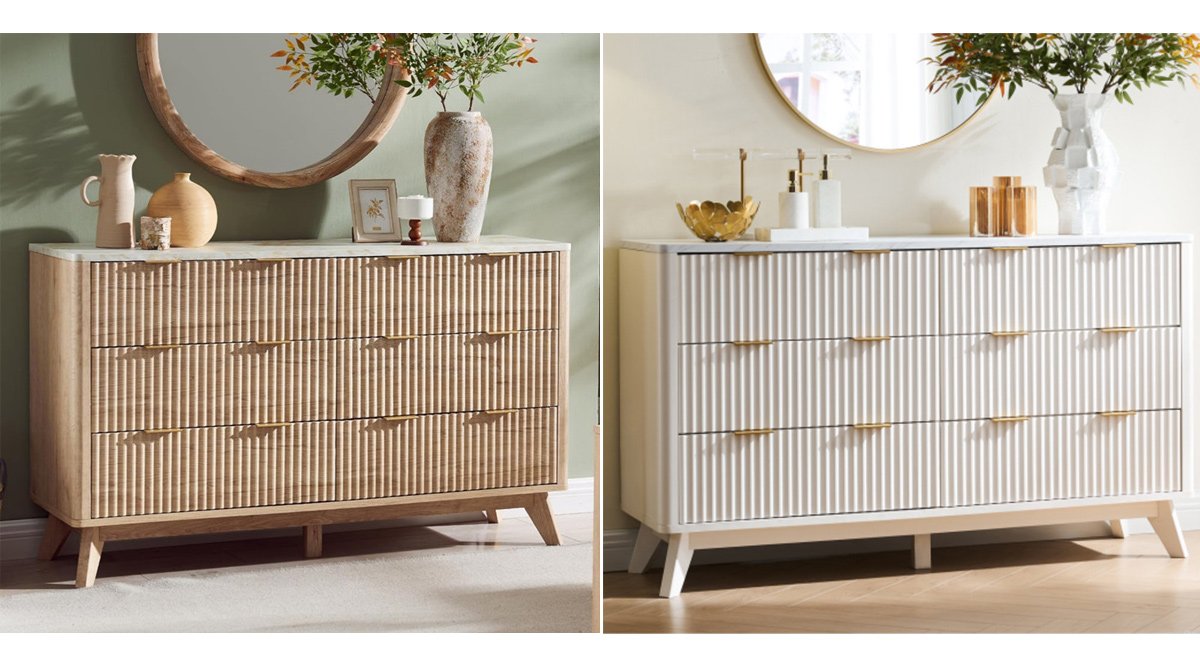 Fluted Design 6-Drawers Dresser Organizer