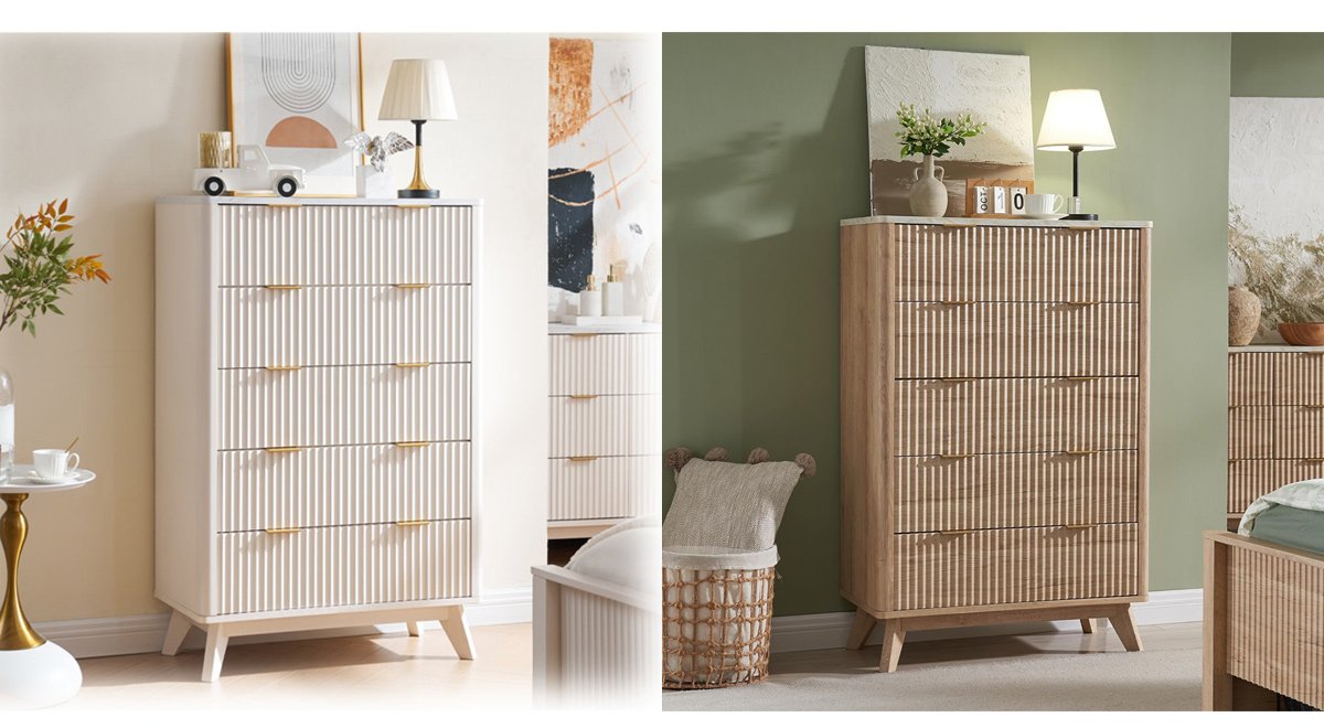 Fluted Design 5-Drawers Dresser Organizer