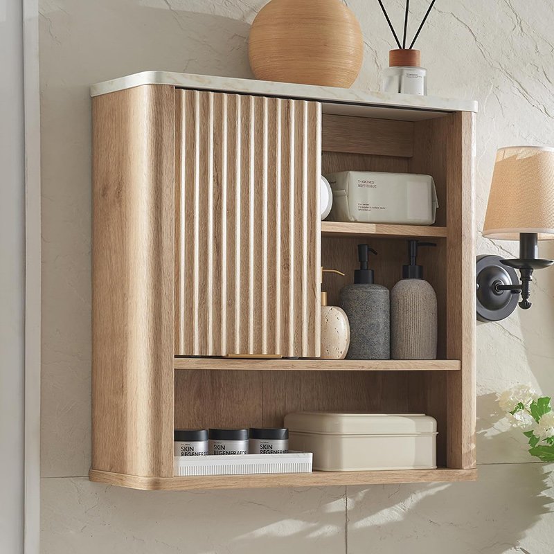 Bathroom Wall Cabinet w/Fluted Sliding Door