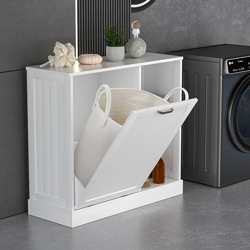 Tilt Out Laundry Hamper Cabinet with Laundry Baskets Hamper