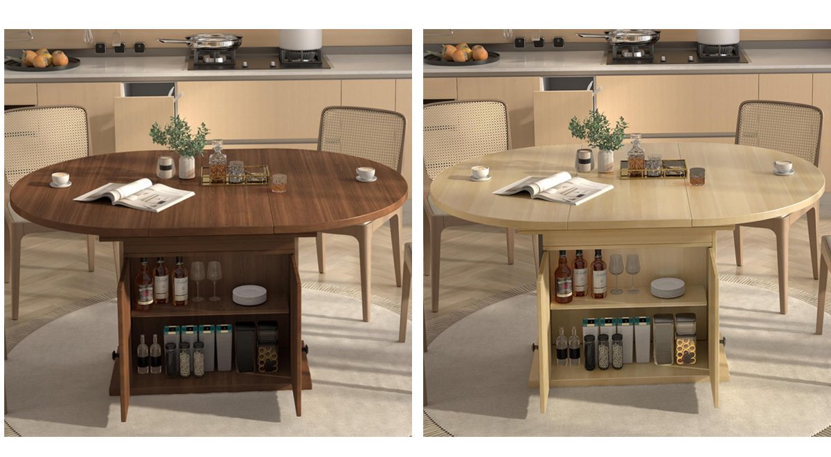 Extendable Round Dining Table for 4-8