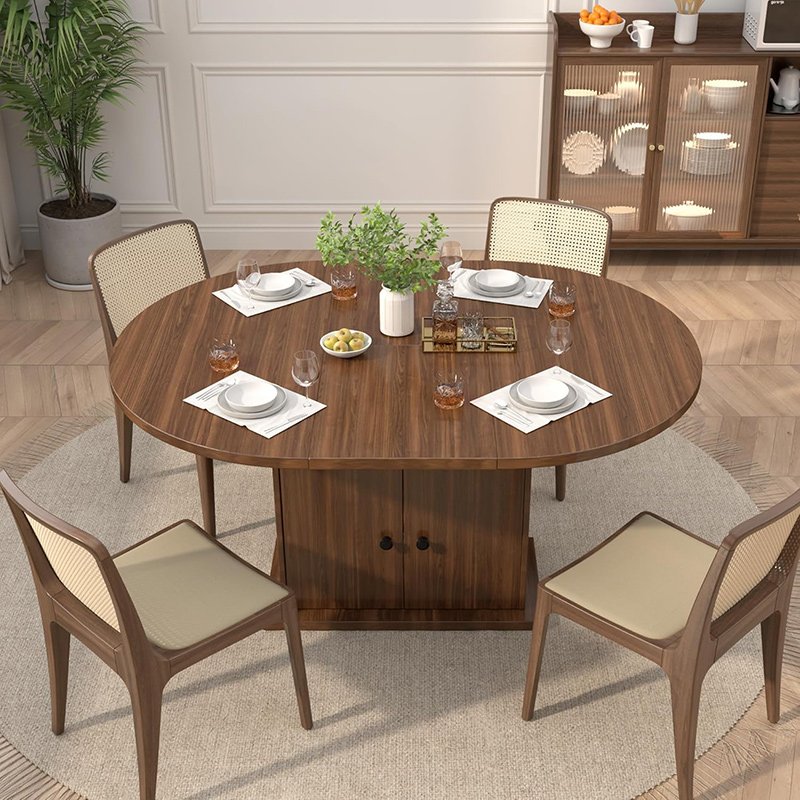 Extendable Round Dining Table for 4-8