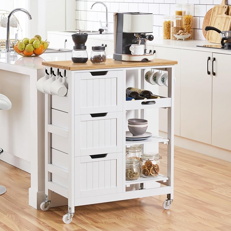 Kitchen Island Cart with 3 Drawers