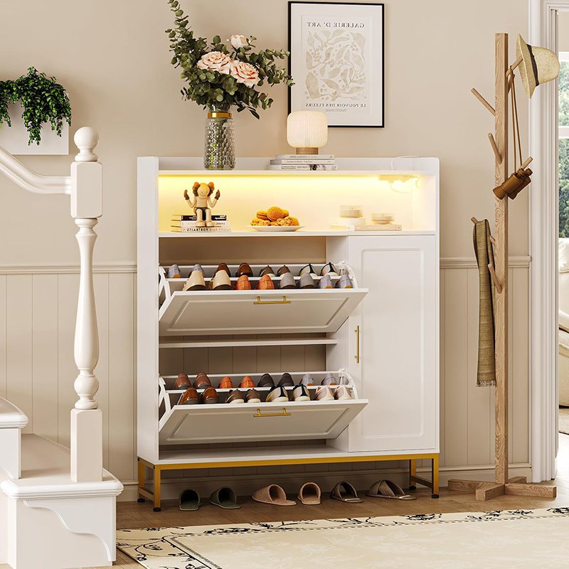 Shoe Storage Cabinet with 2 Flip Drawers