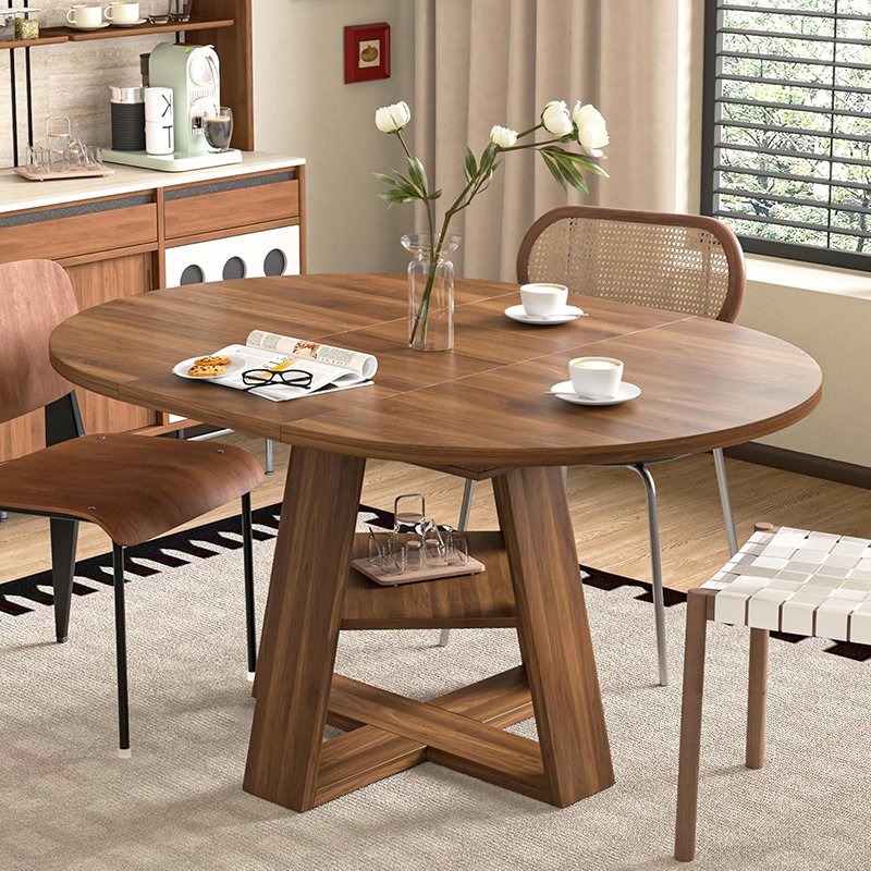 Extendable Round Dining Table for 4-8