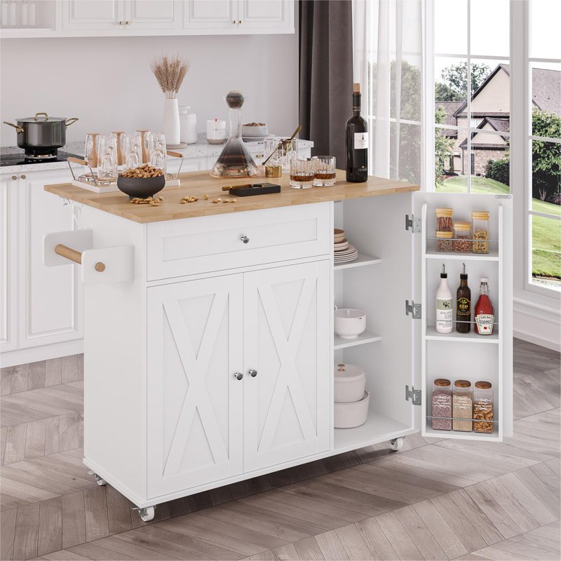 Movable Kitchen Cart with Towel Rack