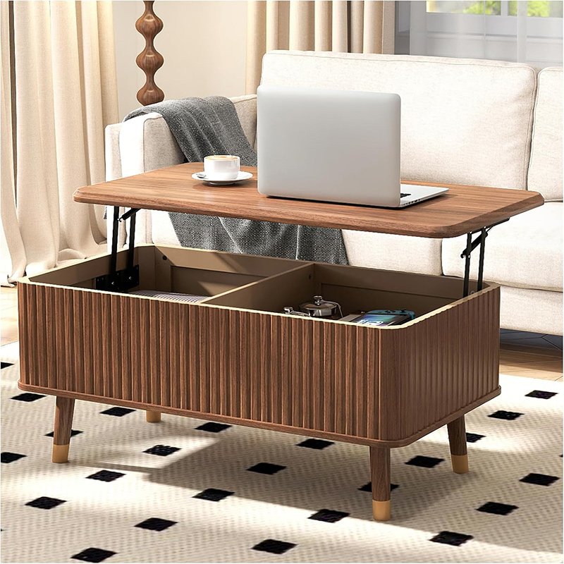 Lift Top Coffee Table with Storage Shelf